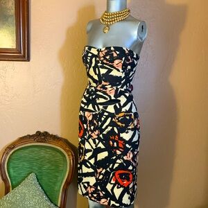 J. Crew Abstract Print Strapless Cocktail Dress.  Sz 4